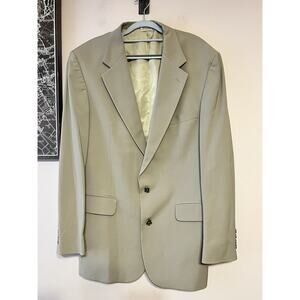 LL BEAN •Men 42 L Tall• Khaki Blazer Sport Coat 2 Button Jacket Pockets USA